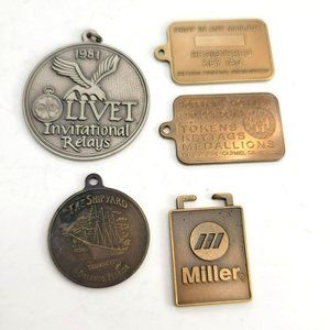 Keychain Lot Medallions Round and Rectangular Businesses Sc814